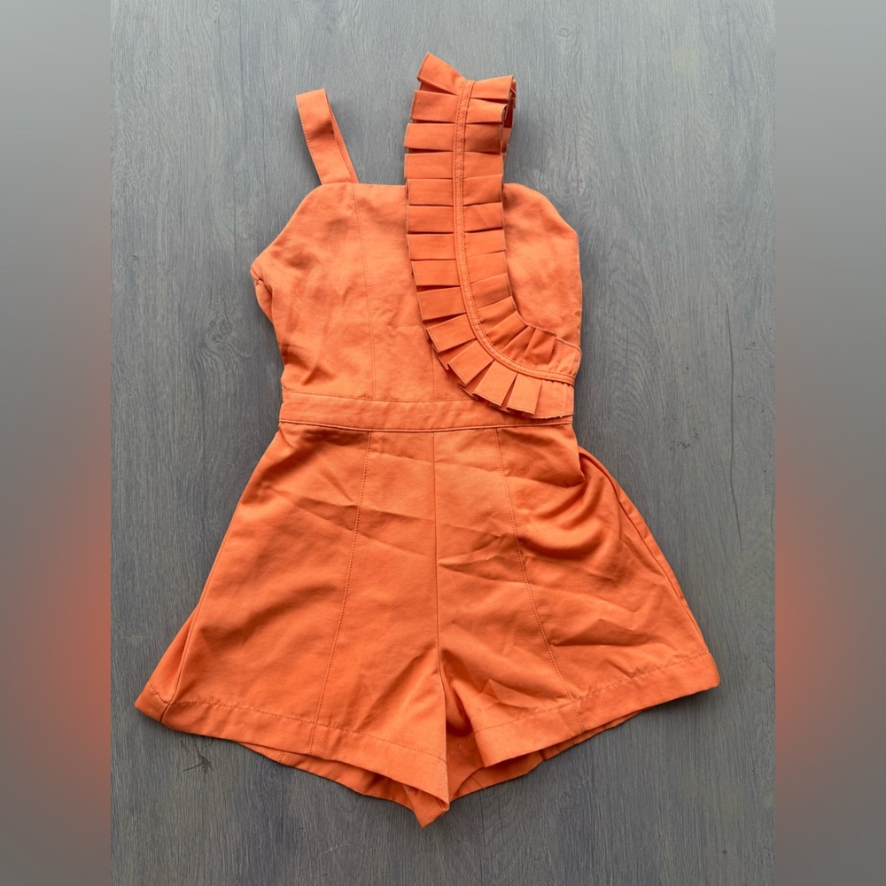 Habitual Vibrant Orange Ruffle Romper